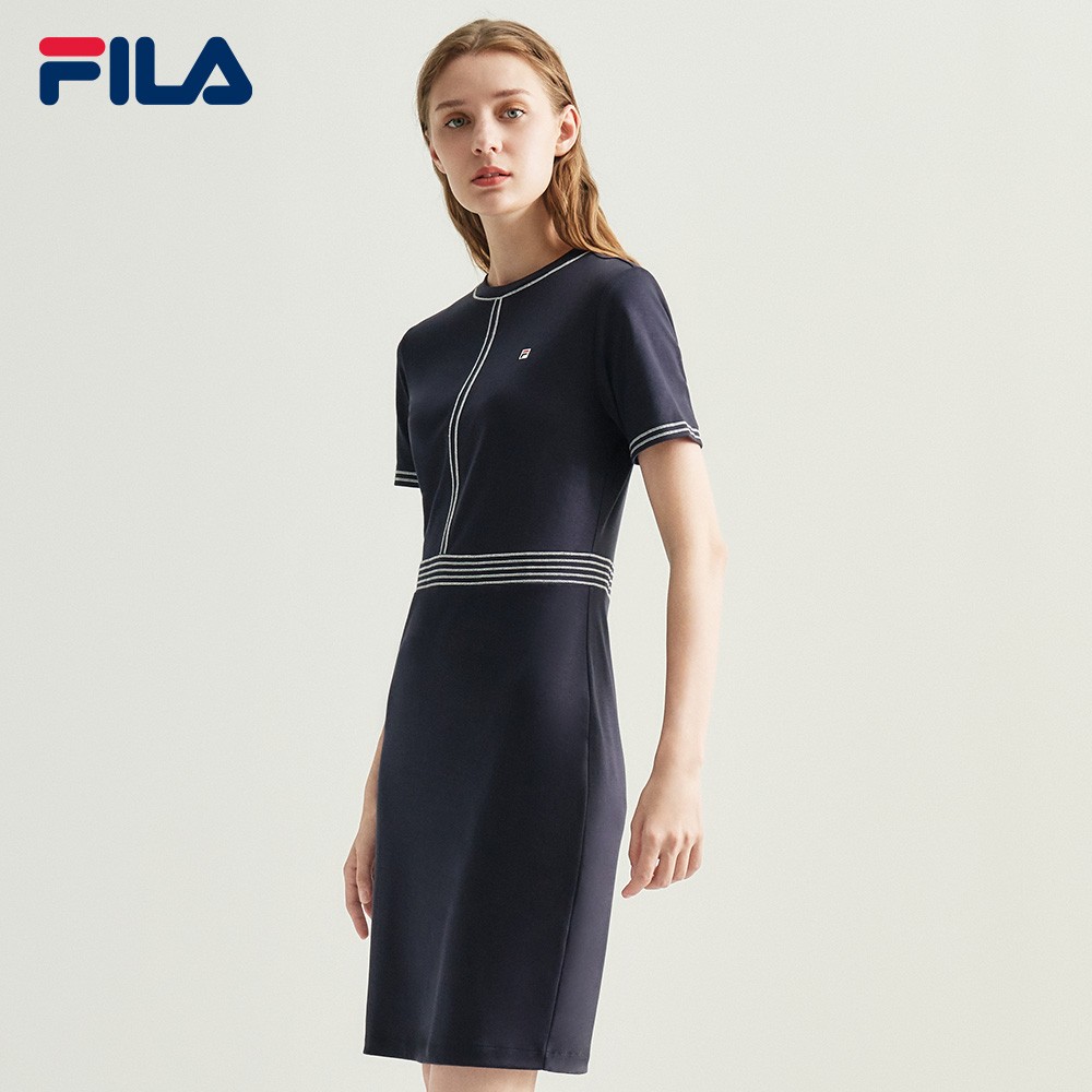 Online Exclusive Embroidery F-box Logo Back Slit Cotton Dress