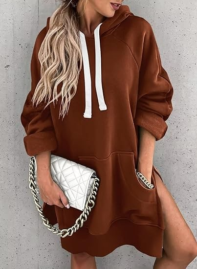 Syellowafter women's super Dalian hoodie dress pullover Winter kangaroo pocket sweatshirt Autumn top casual home wear
