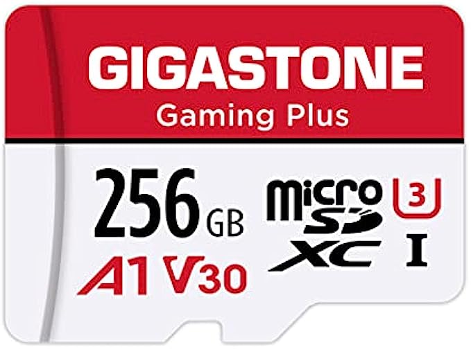 [Gigastone] 256GB Micro SD Card, Gaming Plus, MicroSDXC Memory Card for Nintendo-Switch, Wyze, GoPro, Dash Cam, Security Camera, 4K Video Recording, UHS-I A1 U3 V30 C10, up to 100MB/s, with Adapter
